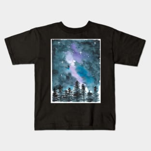 Watercolour Galaxy Forest Kids T-Shirt